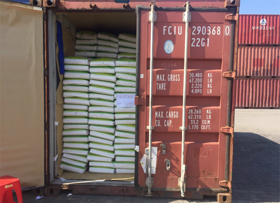 Rice in containers for export